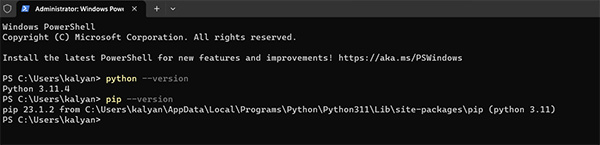 Python and PIP version